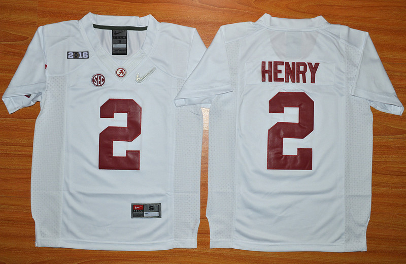 Crimson Tide #2 Derrick Henry White 2016 National Championship Stitched Youth NCAA Jersey - Click Image to Close